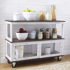 Carrello buffet industriale a 3 ripiani con 2 ante, bianco/nero