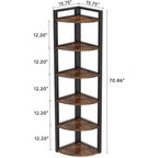 Libreria angolare a 6 ripiani, Nero / Marrone rustico e nero / Bianco, Alta 180 cm, Montaggio 1 persona