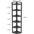 Libreria angolare a 6 ripiani, Nero / Marrone rustico e nero / Bianco, Alta 180 cm, Montaggio 1 persona