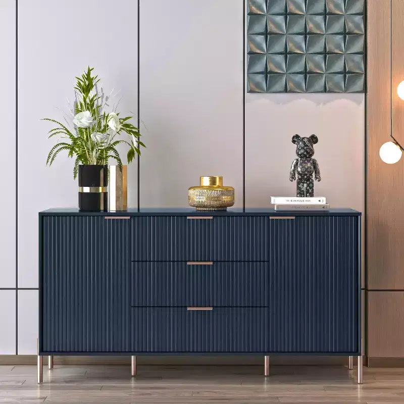 Comò a 3 cassetti nero/blu notte/bianco sporco, montaggio 1 persona