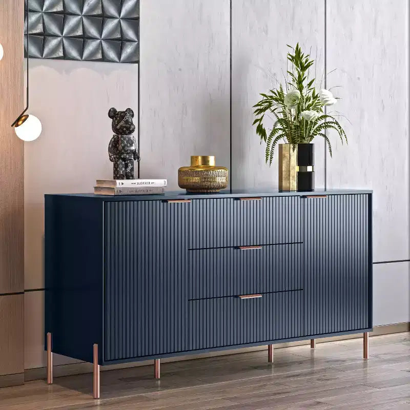 Comò a 3 cassetti nero/blu notte/bianco sporco, montaggio 1 persona