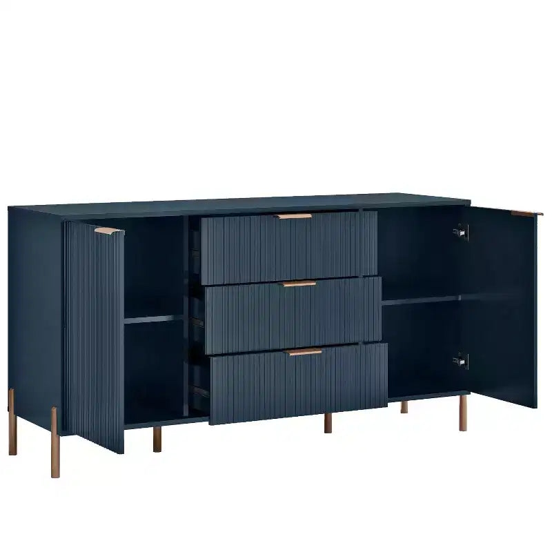 Comò a 3 cassetti nero/blu notte/bianco sporco, montaggio 1 persona