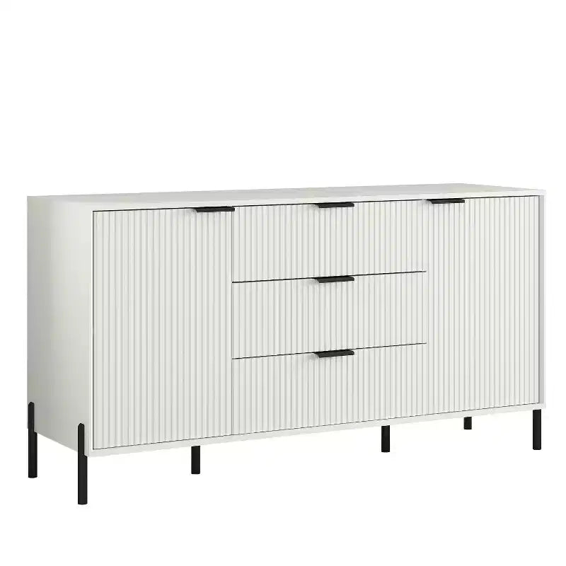 Comò a 3 cassetti nero/blu notte/bianco sporco, montaggio 1 persona