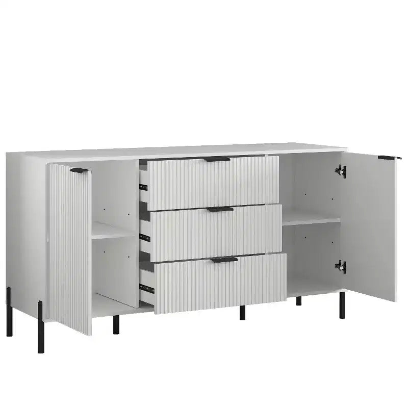 Comò a 3 cassetti nero/blu notte/bianco sporco, montaggio 1 persona