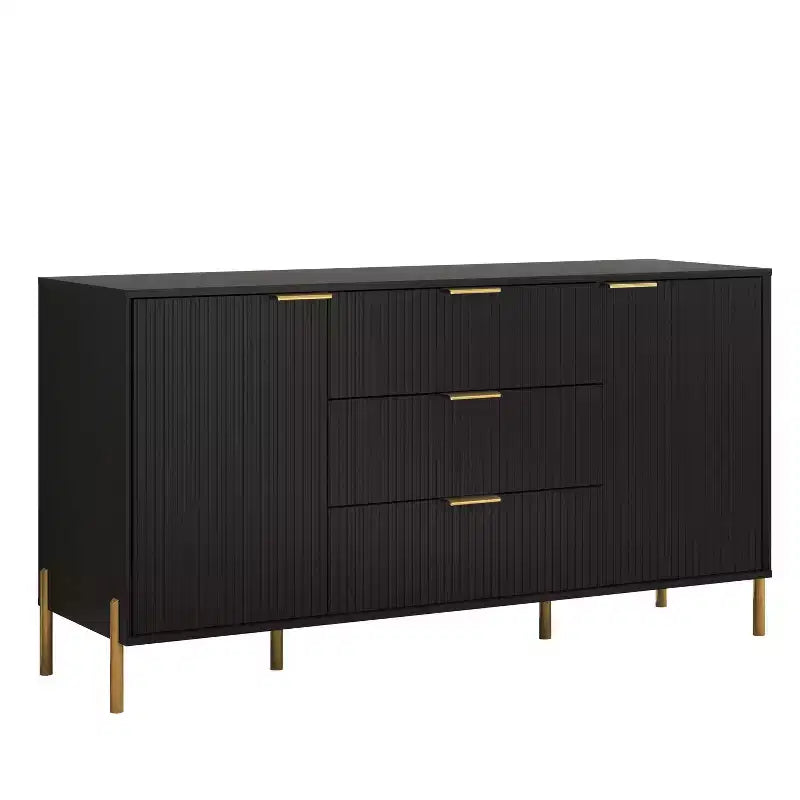 Comò a 3 cassetti nero/blu notte/bianco sporco, montaggio 1 persona