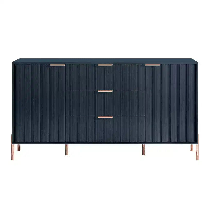 Comò a 3 cassetti nero/blu notte/bianco sporco, montaggio 1 persona
