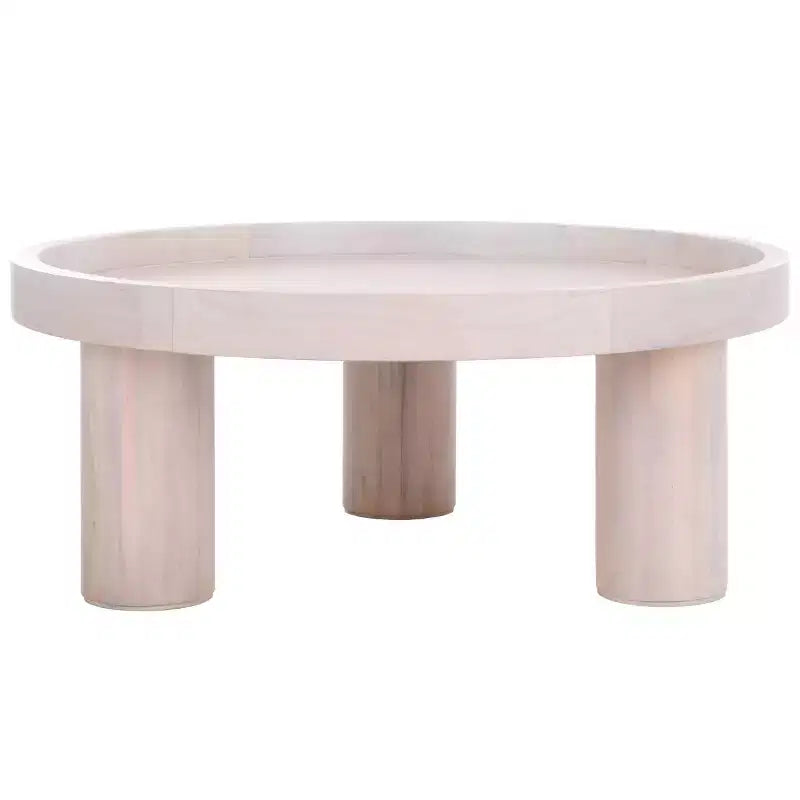 Tavolino rotondo da caffè, nero / marrone / bianco sporco, 3 gambe, 1 persona