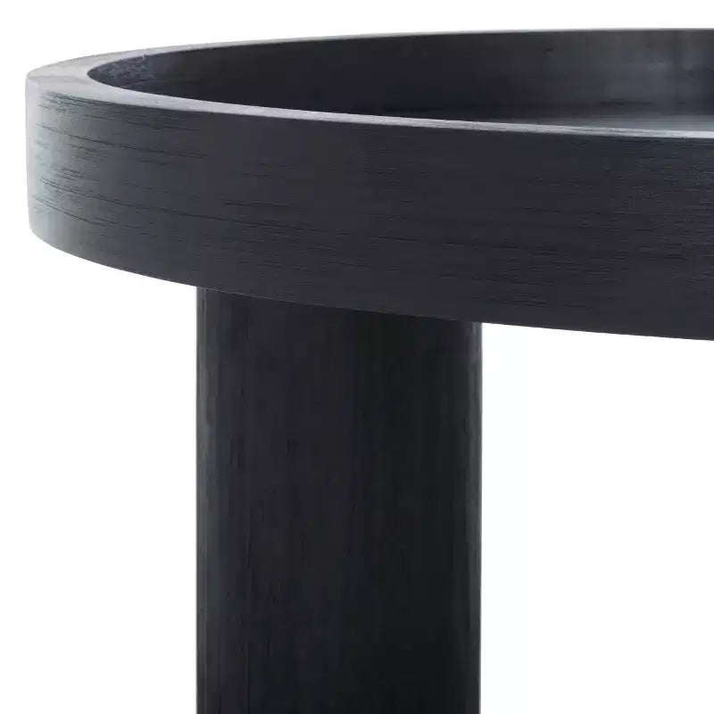 Tavolino rotondo da caffè, nero / marrone / bianco sporco, 3 gambe, 1 persona