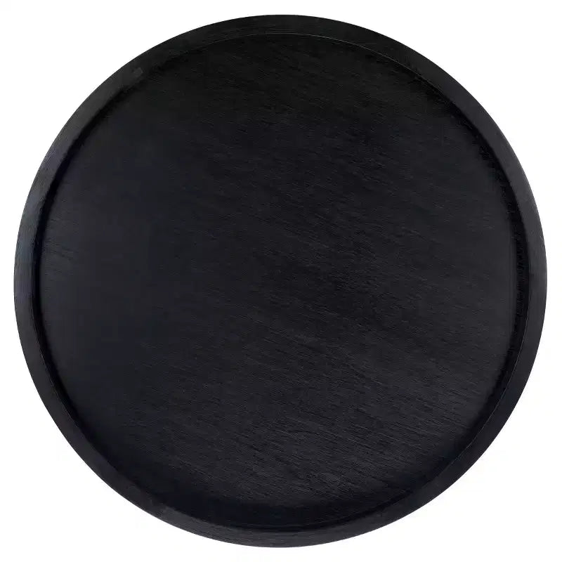 Tavolino rotondo da caffè, nero / marrone / bianco sporco, 3 gambe, 1 persona