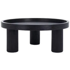 Tavolino rotondo da caffè, nero / marrone / bianco sporco, 3 gambe, 1 persona