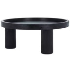 Tavolino rotondo da caffè, nero / marrone / bianco sporco, 3 gambe, 1 persona