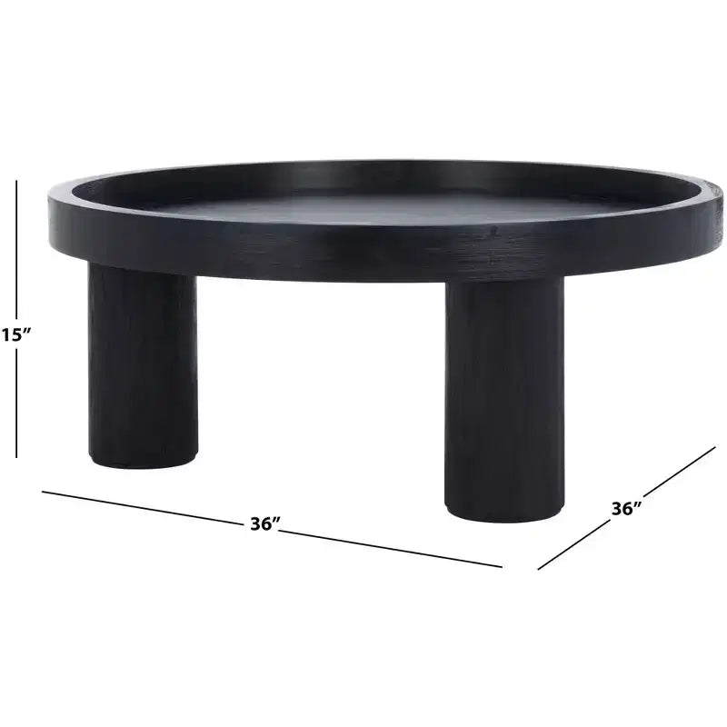 Tavolino rotondo da caffè, nero / marrone / bianco sporco, 3 gambe, 1 persona