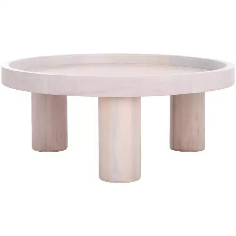 Tavolino rotondo da caffè, nero / marrone / bianco sporco, 3 gambe, 1 persona
