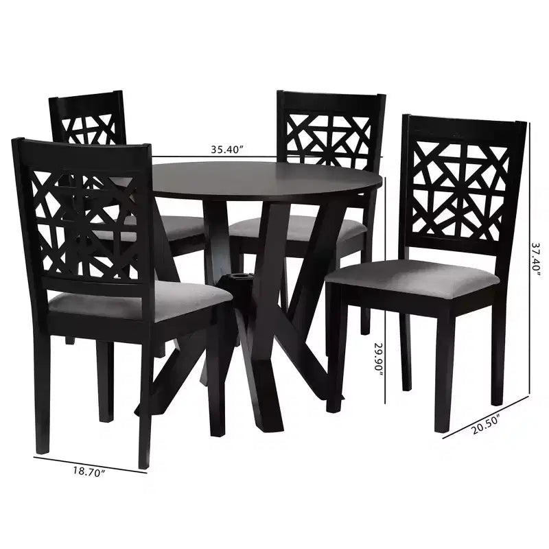 Set da pranzo 5 pezzi (4 posti) beige/grigio e legno marrone scuro