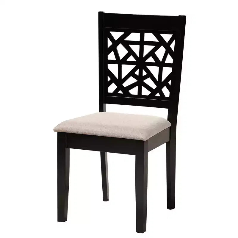 Set da pranzo 5 pezzi (4 posti) beige/grigio e legno marrone scuro