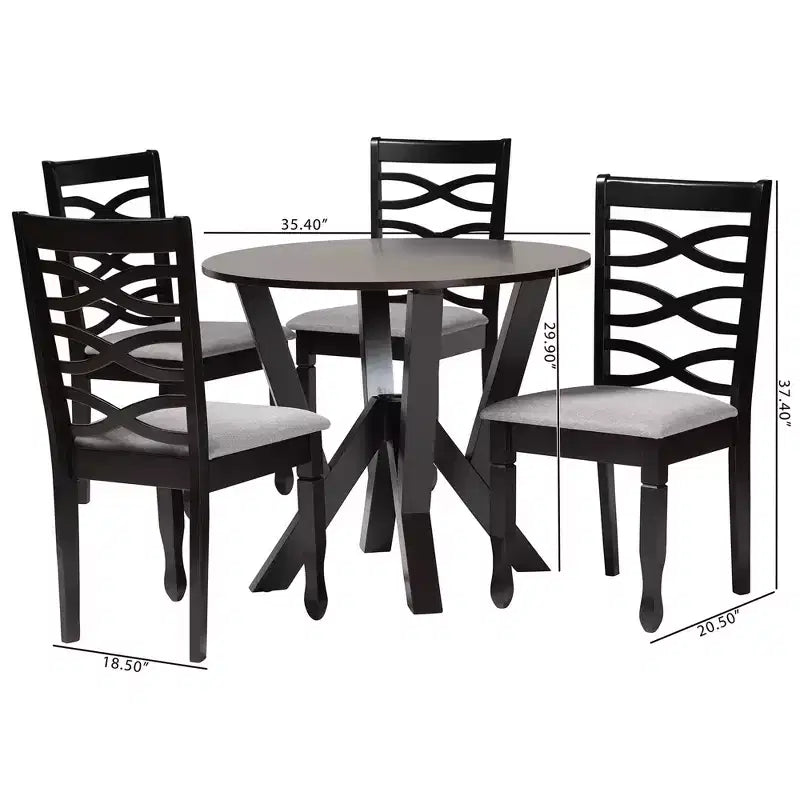 Set da pranzo moderno 5 pezzi per 4 persone Grigio/Marrone scuro o Sabbia/Marrone scuro