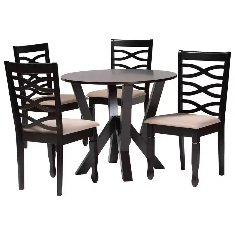 Set da pranzo moderno 5 pezzi per 4 persone Grigio/Marrone scuro o Sabbia/Marrone scuro