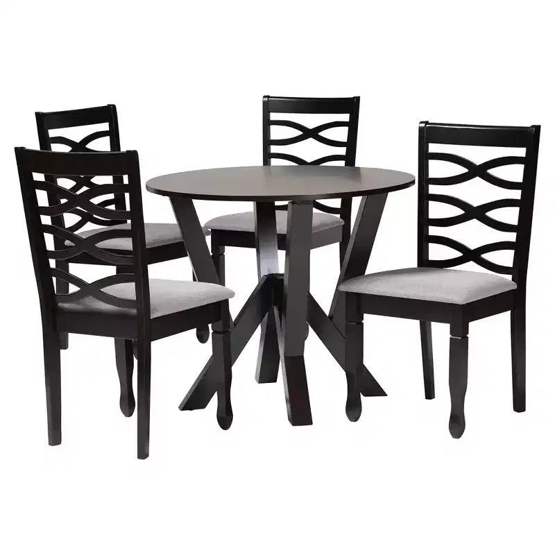 Set da pranzo moderno 5 pezzi per 4 persone Grigio/Marrone scuro o Sabbia/Marrone scuro