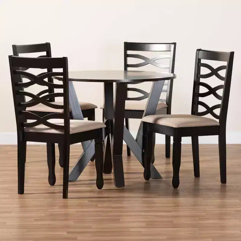 Set da pranzo moderno 5 pezzi per 4 persone Grigio/Marrone scuro o Sabbia/Marrone scuro