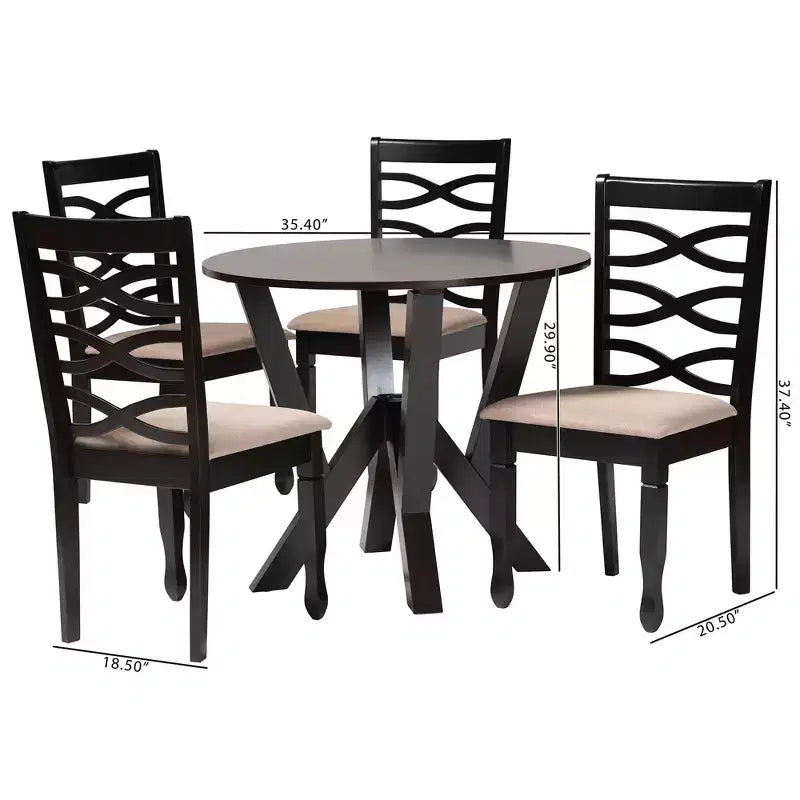 Set da pranzo moderno 5 pezzi per 4 persone Grigio/Marrone scuro o Sabbia/Marrone scuro