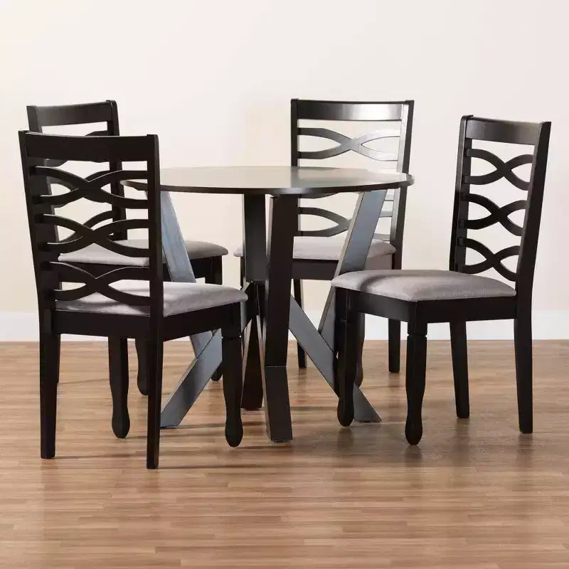 Set da pranzo moderno 5 pezzi per 4 persone Grigio/Marrone scuro o Sabbia/Marrone scuro