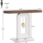 Consolle stretta bianca con base a pendolo geometrica, 101 cm, Montaggio da 1 persona
