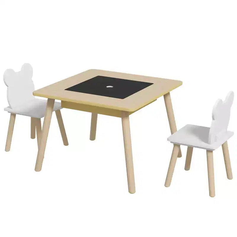 Tavolo e 2 Sedie 3-in-1 per Bambini Bianchi, Set da 3 Pezzi