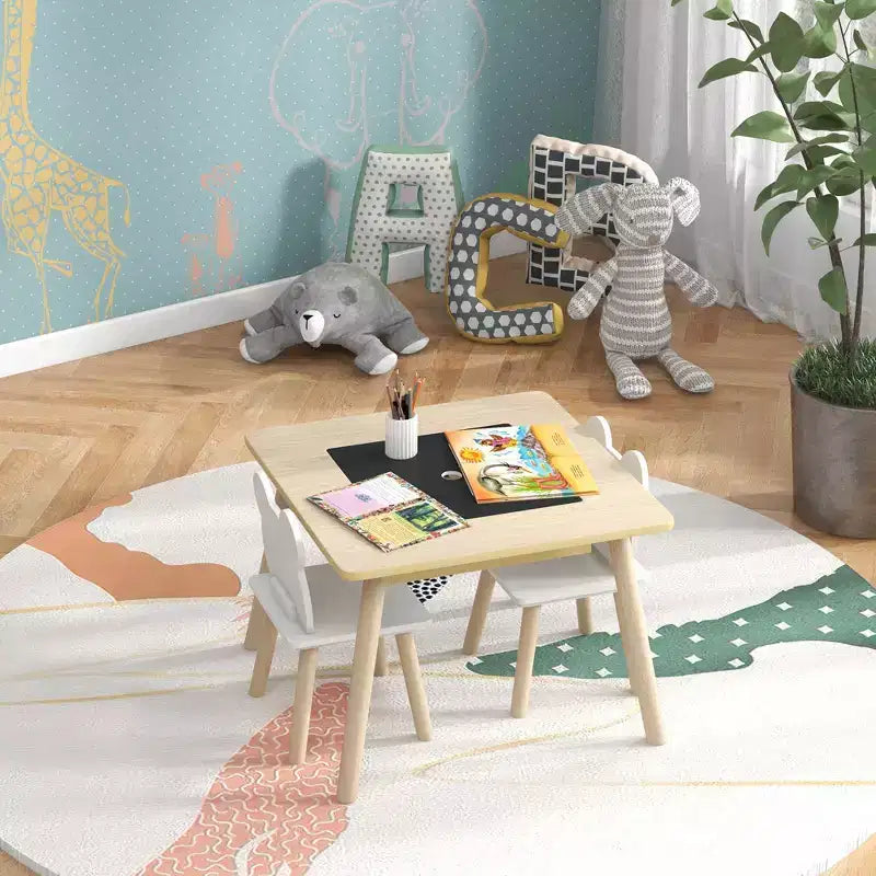 Tavolo e 2 Sedie 3-in-1 per Bambini Bianchi, Set da 3 Pezzi